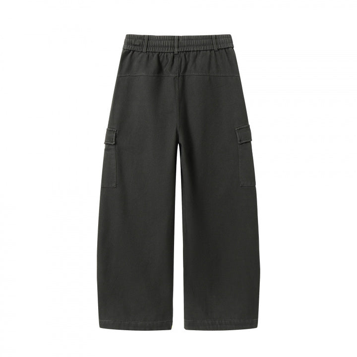 Women's Wide Cargo Pants with Drawstring Waistband, Flap Pockets, and Wide Leg Mune Fashion
