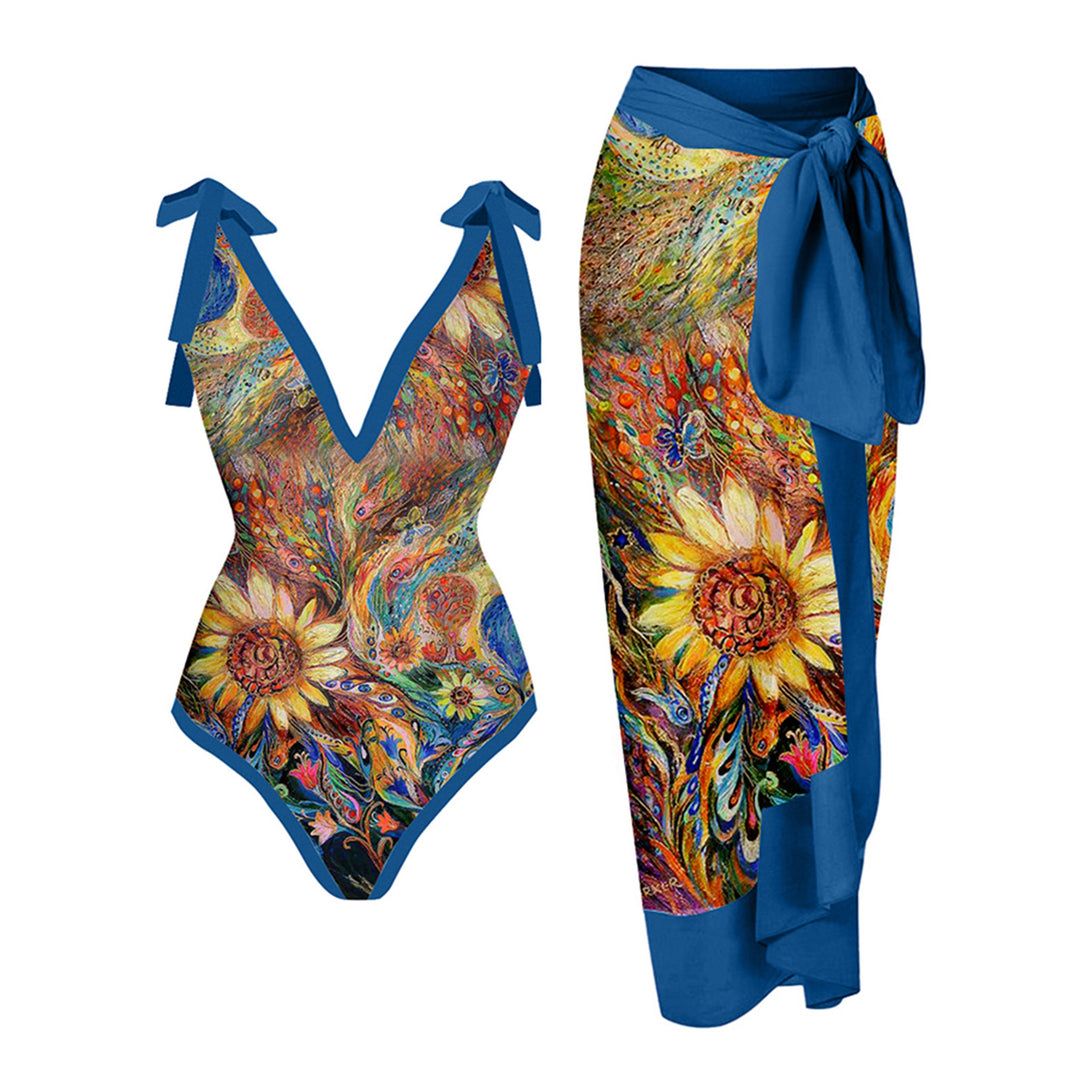 Women's Swimwear Set with Stylish Wrap Skirt Mune Fashion