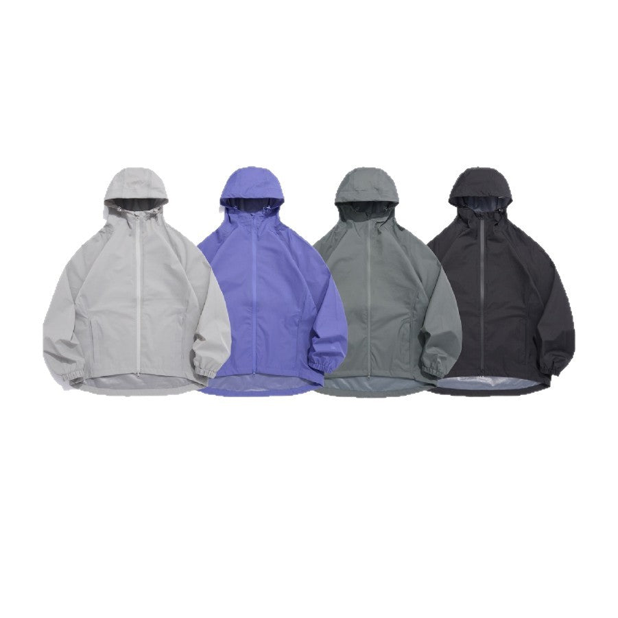 Unisex Lightweight Rain Jacket with Hood, Two-Way Zipper and Extended Hem Mune Fashion