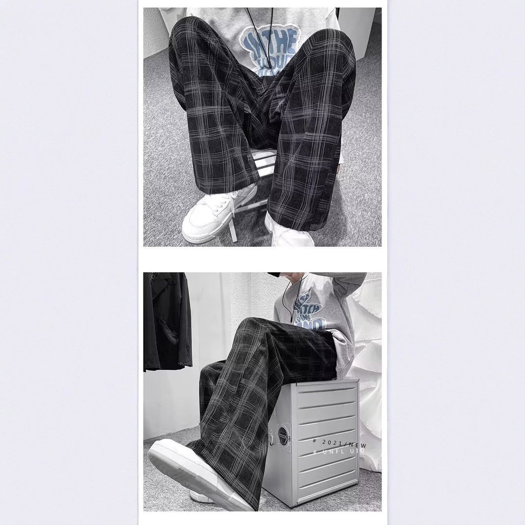 Women Loose Fit Checked Pants Mune Fashion