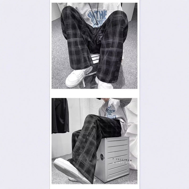 Women Loose Fit Checked Pants Mune Fashion