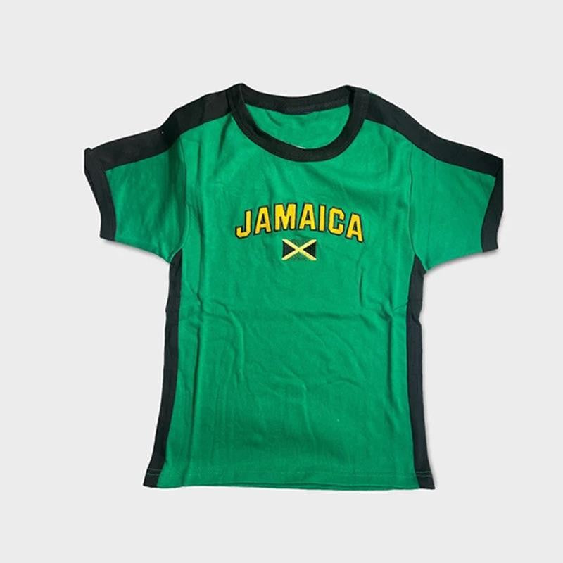 Women's fitted short-cut fan crop shirt with contrast collar and embroidered flag patch Mune Fashion