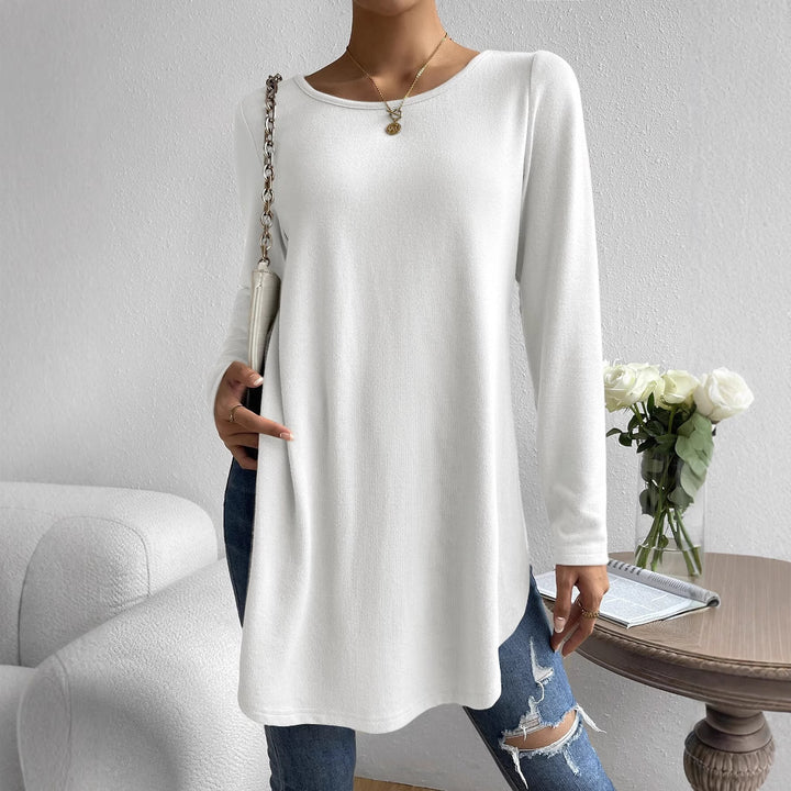 Women's Oversize Longline Fine Knit Tunic with Round Neckline Mune Fashion