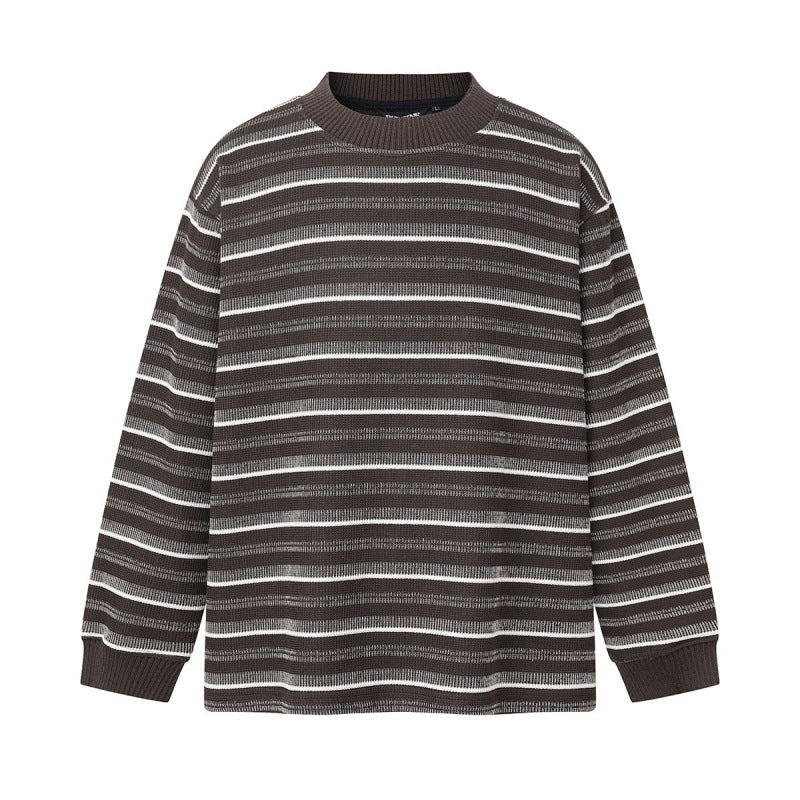 Unisex locker-fit structured knit sweater with round neck and maritime stripes Mune Fashion