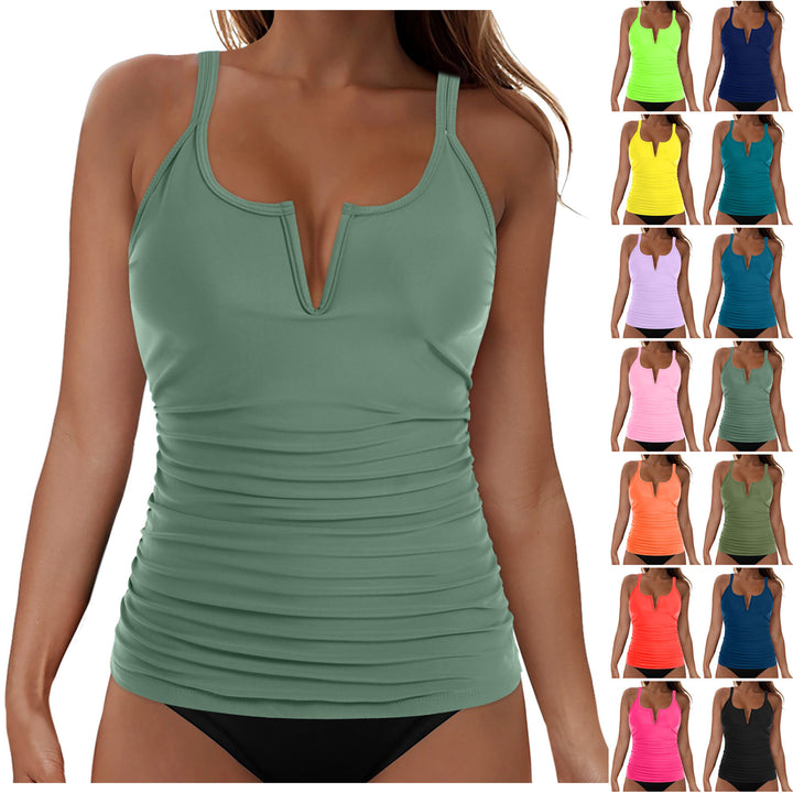 Women's tankini top with figure-flattering design and deep V-neck Mune Fashion