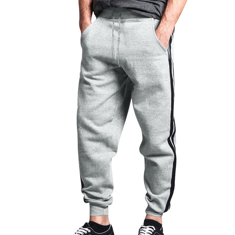 Men's Relaxed-Fit Jogging Pants with Side Contrast Stripe, Elastic Waistband & Drawstring Mune Fashion