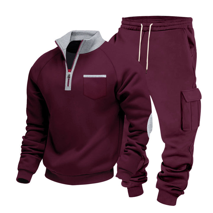 Men's Nano Sweatset with half zipper, chest pocket, and cargo joggers Mune Fashion