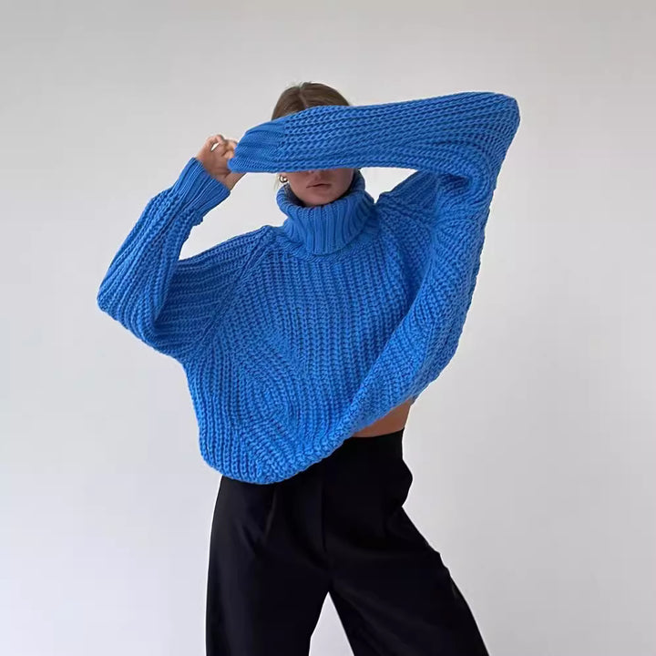 Women's Oversized Chunky Knit Sweater with Turtleneck and Loose Fit Mune Fashion