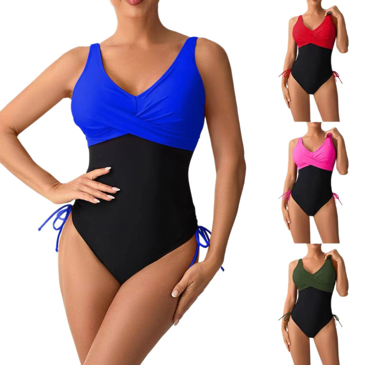 Women's One-Piece Swimsuit with Fashionable Wrap Design and Side Ties Mune Fashion