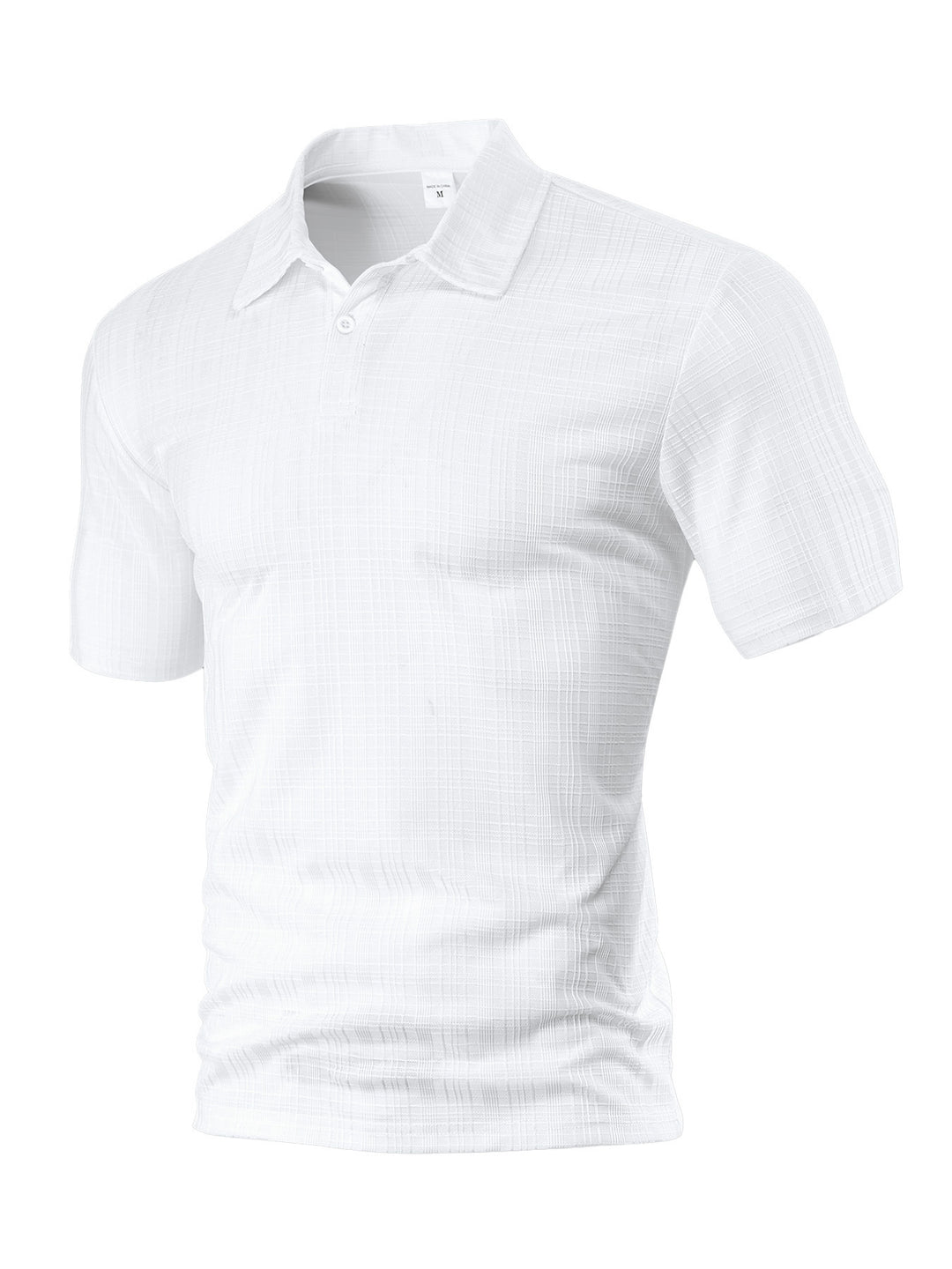 Men's light structured short sleeve polo with shirt collar and single button placket Mune Fashion