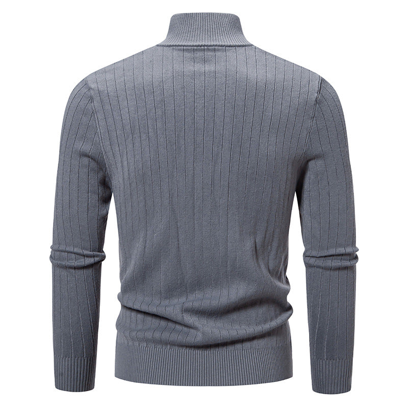 Men's slim fit fine knit zip jacket with stand-up collar and distinctive rib structure Mune Fashion