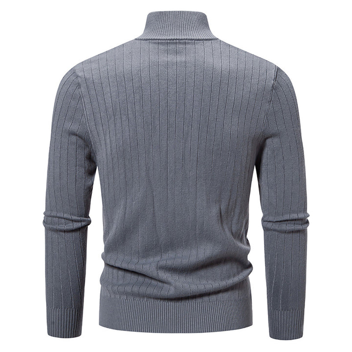 Men's slim fit fine knit zip jacket with stand-up collar and distinctive rib structure Mune Fashion
