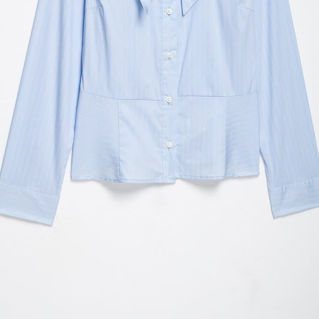 Ladies blouse with bow collar and tailored inset seams Mune Fashion