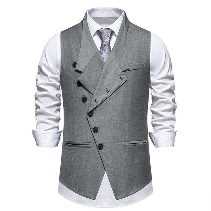 Men's Elegant Suit Vest with Asymmetric Collar and Modern Accents Mune
