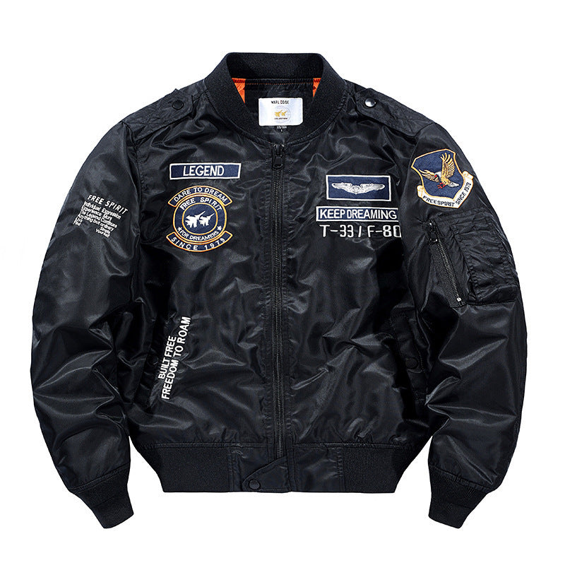 Men's bomber jacket pilot jacket with embroidered pilot appliqués and wind-resistant nylon Mune Fashion