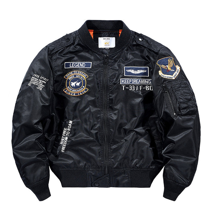 Men's bomber jacket pilot jacket with embroidered pilot appliqués and wind-resistant nylon Mune Fashion