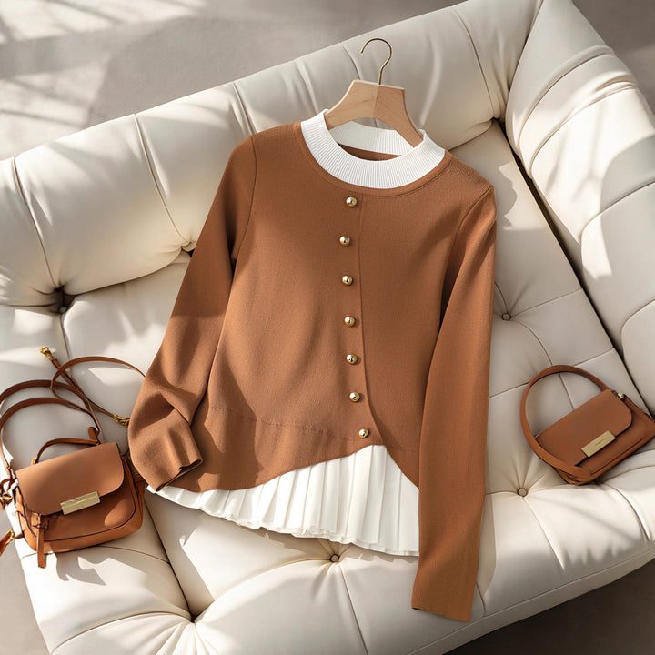Women Elegant Knit Blazer with Asymmetrical Hem Mune Fashion