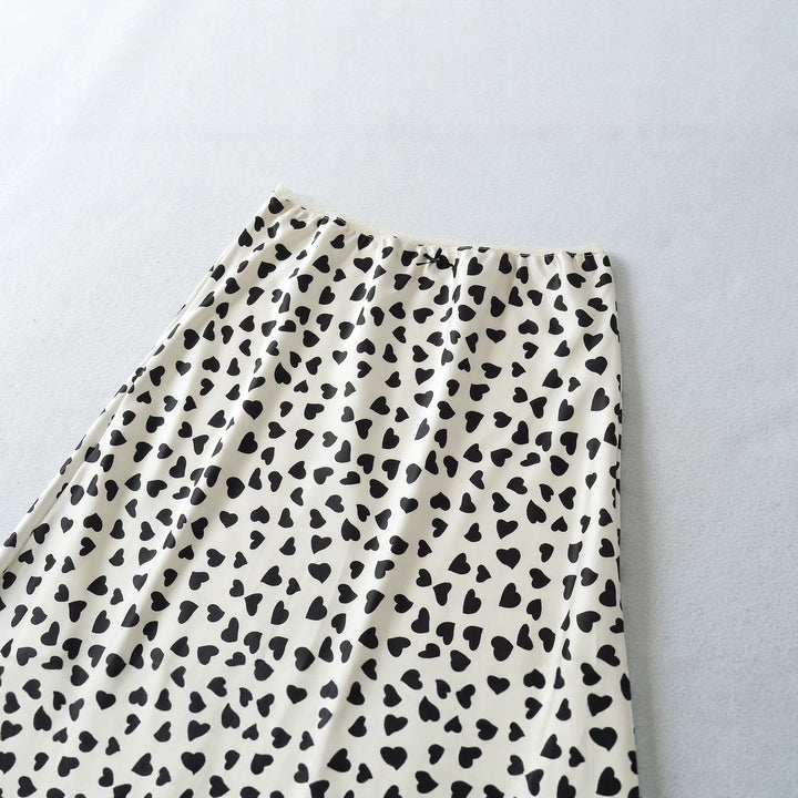 Women Light Midi Skirt Made of Chiffon with Leopard Print and Elastic Waistband