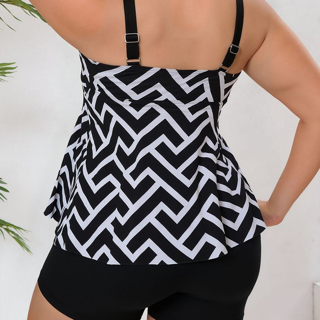 Women's tankini set with fashionable geometric pattern Mune Fashion