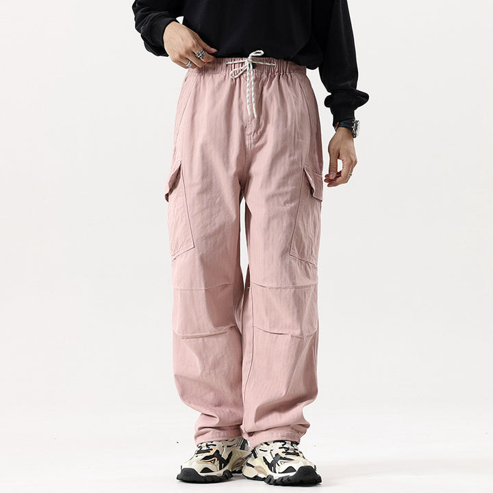 Men's Loose Cargo Pants with Reinforced Knee Panels and Multi-Pockets Drune