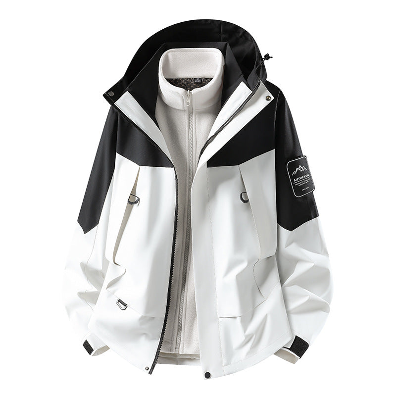 Unisex waterproof two-layer softshell rain jacket with removable fleece lining and hood Mune Fashion