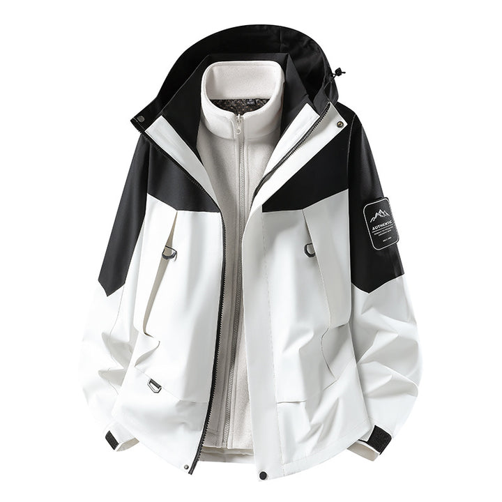 Unisex waterproof two-layer softshell rain jacket with removable fleece lining and hood Mune Fashion