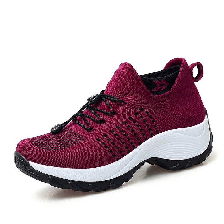 Unisex knitted sock sneaker with elastic shaft, quick lacing system and cushioned wave sole Mune Fashion