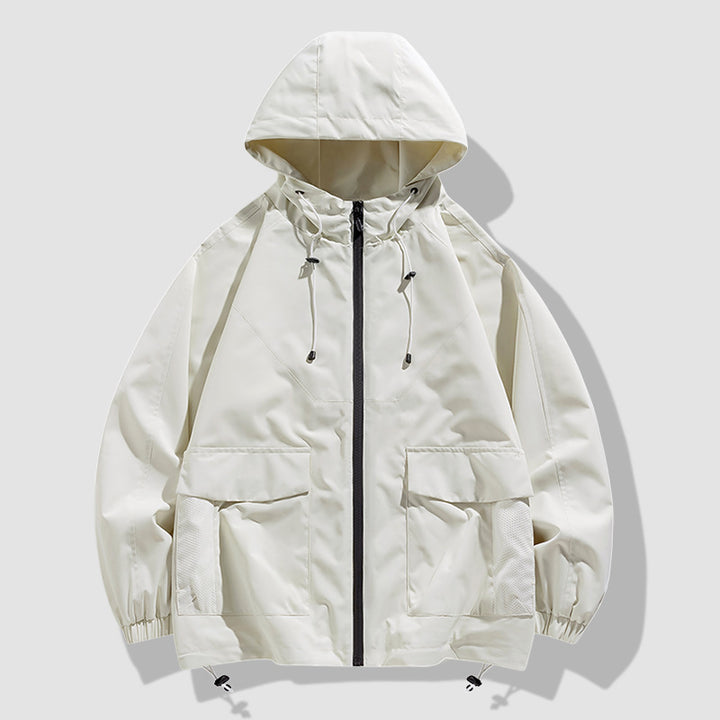 Men's Oversize Hooded Windbreaker with Multi-Pockets, Mesh Inserts and Drawstring Mune Fashion