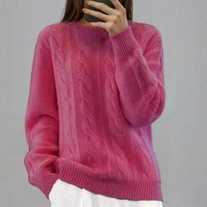 Women's Cozy Cable Knit Fine Sweater with Casual Fit Mune Fashion