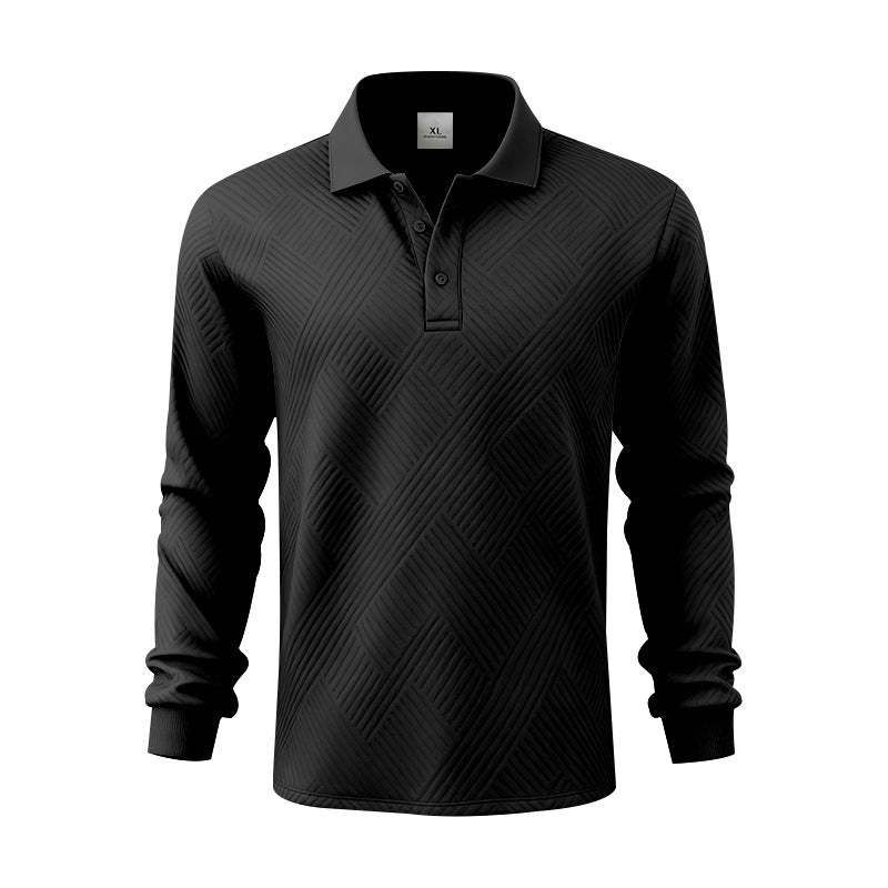 Men's long-sleeve polo shirt made of textured jacquard knit Mune Fashion