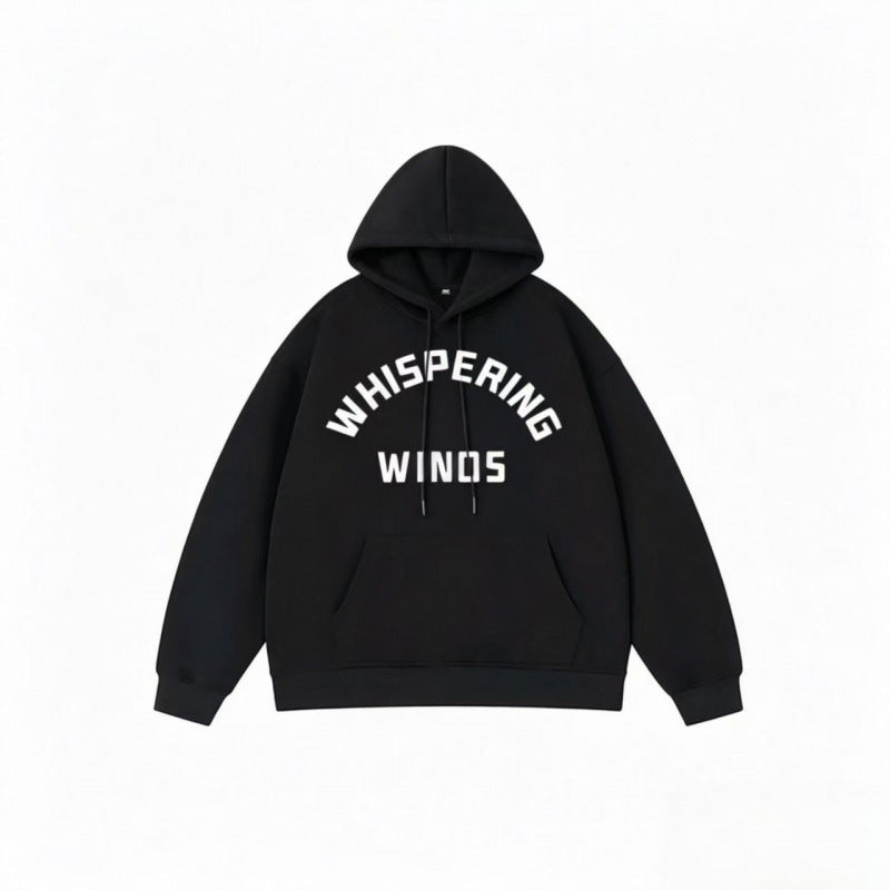 Unisex Oversize Hoodie with Curved Statement Print and Kangaroo Pocket Mune Fashion