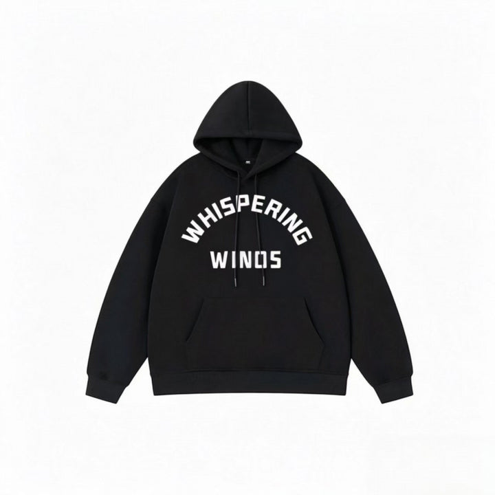 Unisex Oversize Hoodie with Curved Statement Print and Kangaroo Pocket Mune Fashion