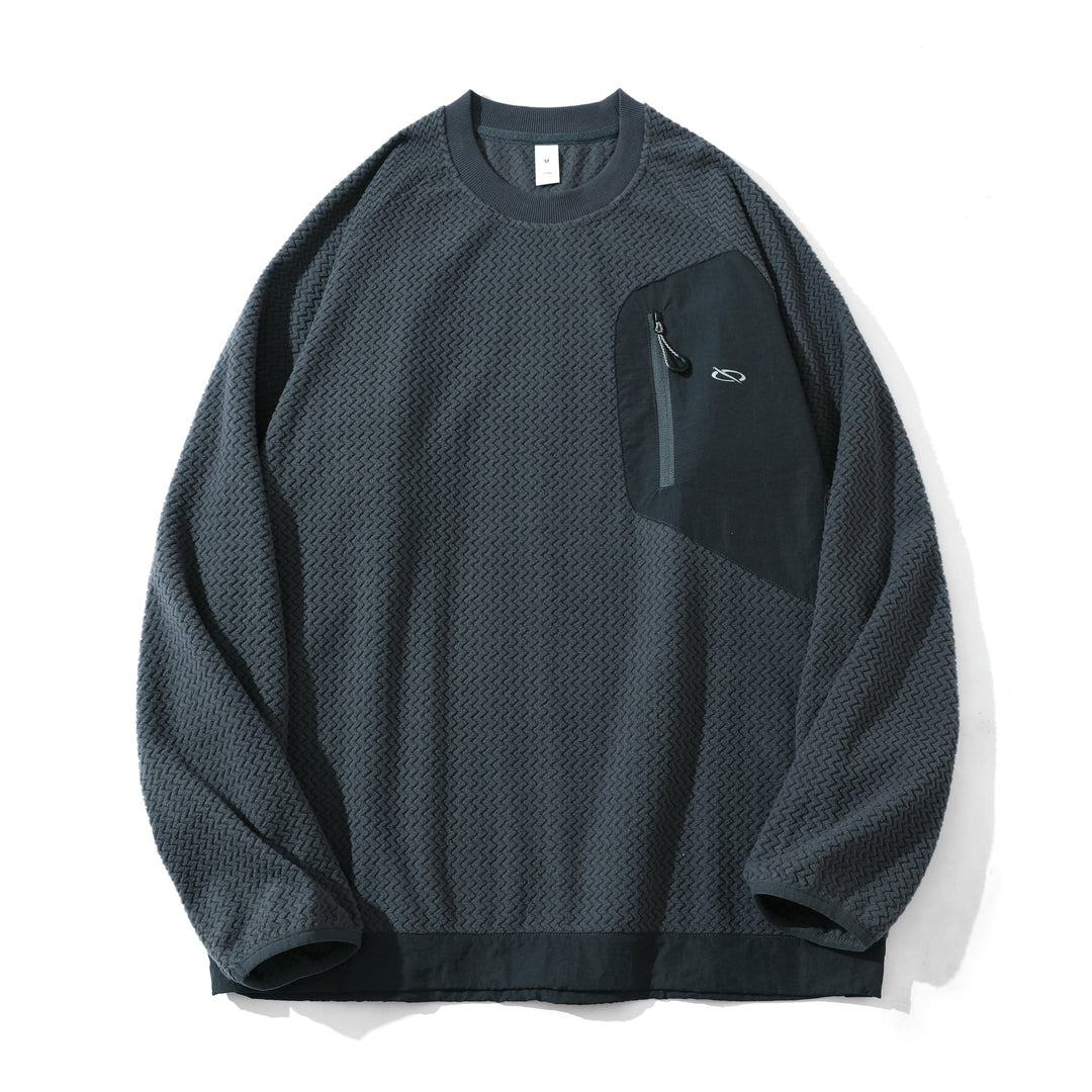 Unisex Textured Waffle Sweatshirt with Chest Zip Pocket Mune Fashion