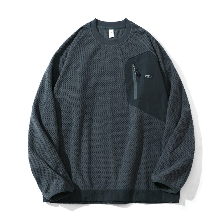 Unisex Textured Waffle Sweatshirt with Chest Zip Pocket Mune Fashion