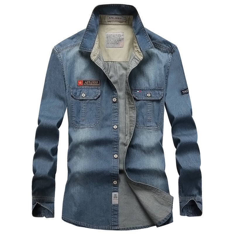 Men's Fashion Denim Shirt with Utility Pockets Mune Fashion