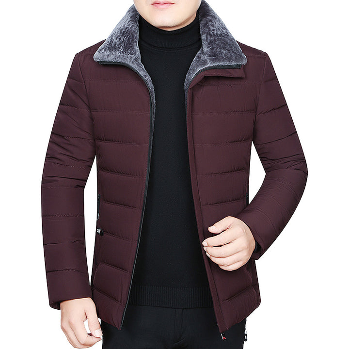 Men's Padded Winter Jacket with Soft Plush Lining, Stand-Up Collar and Narrow Quilting Mune Fashion