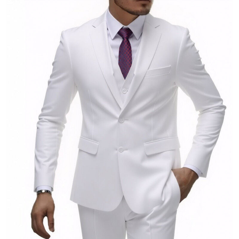 Men's three-piece Slim-Fit suit set with vest, slim lapel and tailored silhouette Mune Fashion