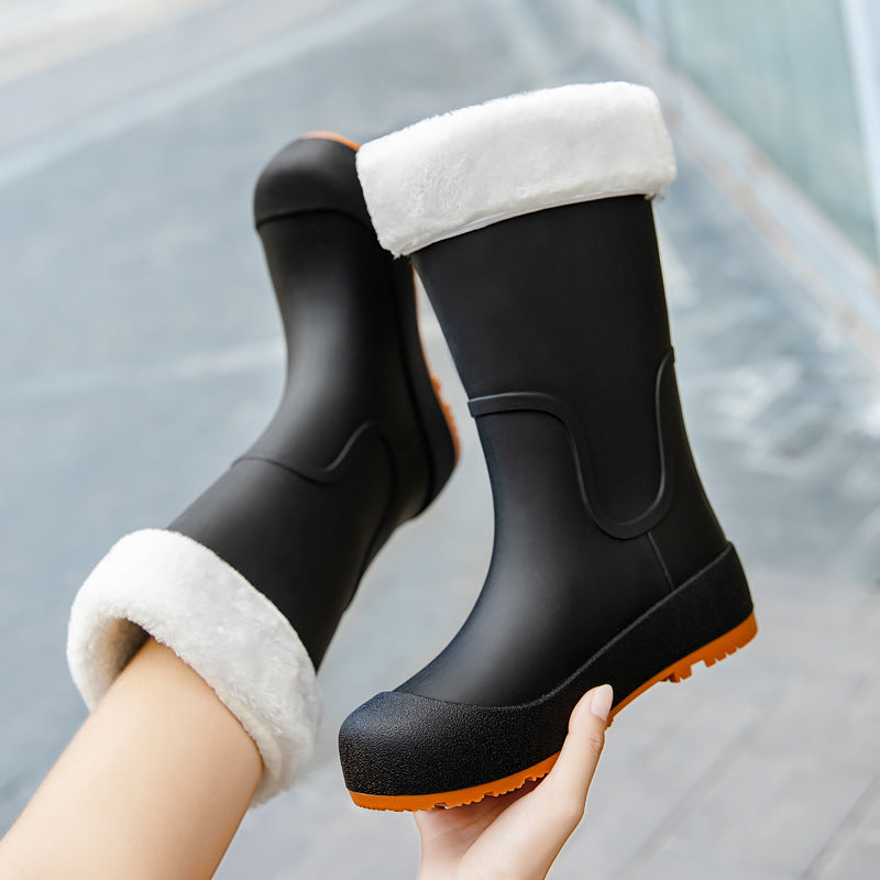 Women mid-height waterproof rubber boots with non-slip tread sole Mune Fashion
