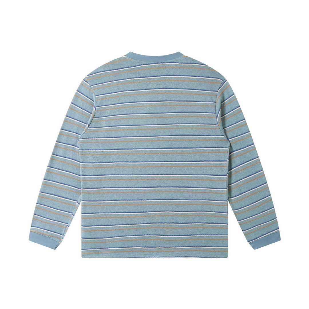Unisex finely knitted long sleeve shirt with striped structure and ribbed round neck Mune Fashion