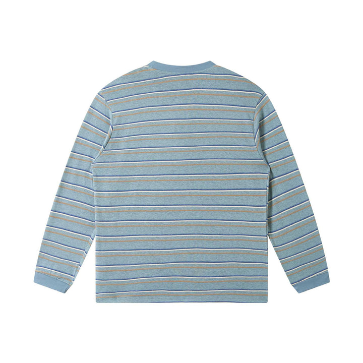 Unisex finely knitted long sleeve shirt with striped structure and ribbed round neck Mune Fashion