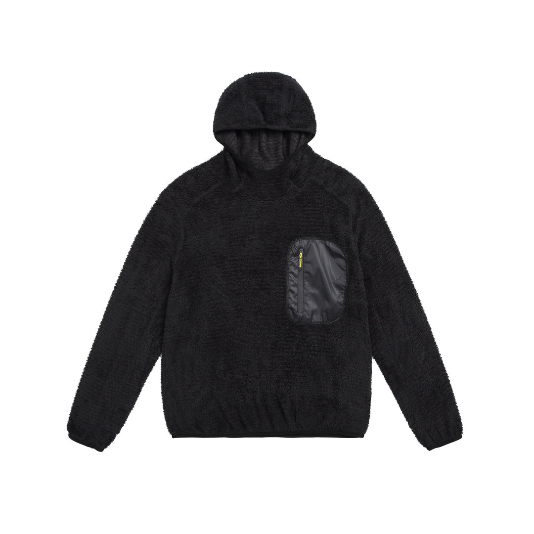 Unisex cozy hooded fleece pullover with chest zip pocket and elastic hem Mune Fashion