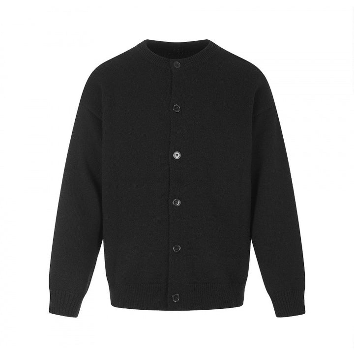 Unisex Boxy Knit Cardigan with Round Neckline and Full Button Placket Mune Fashion