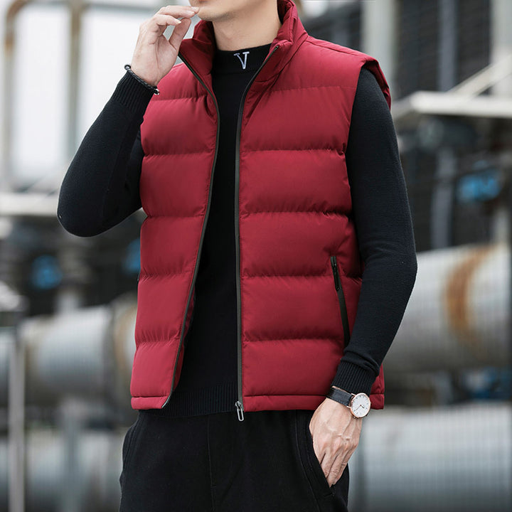Men's padded quilted thermal vest with stand-up collar, side zip pockets & windproof exterior Mune Fashion