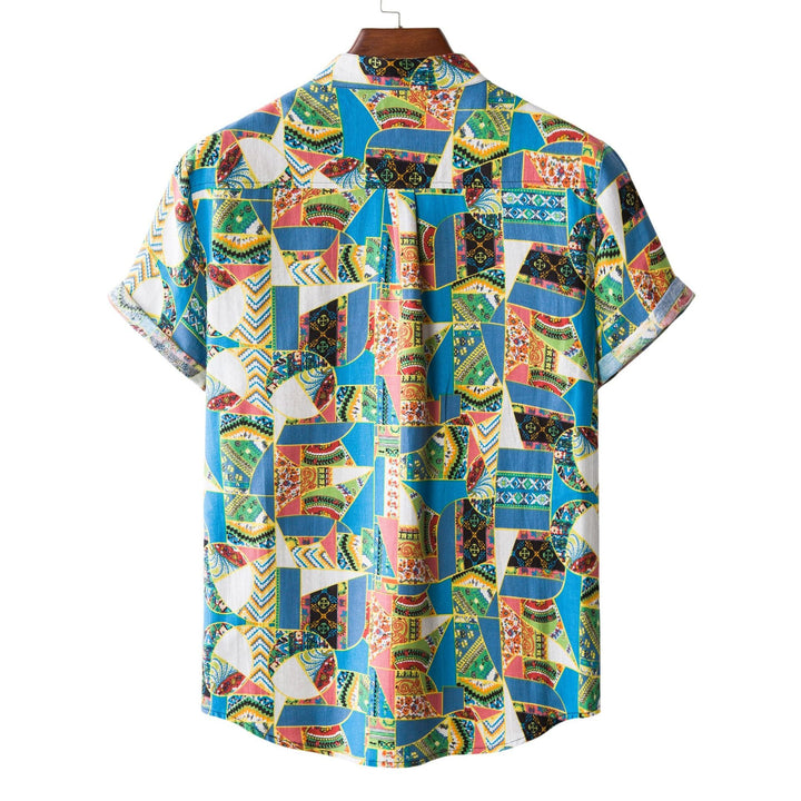 Men's short-sleeve shirt with striking patchwork pattern Mune Fashion
