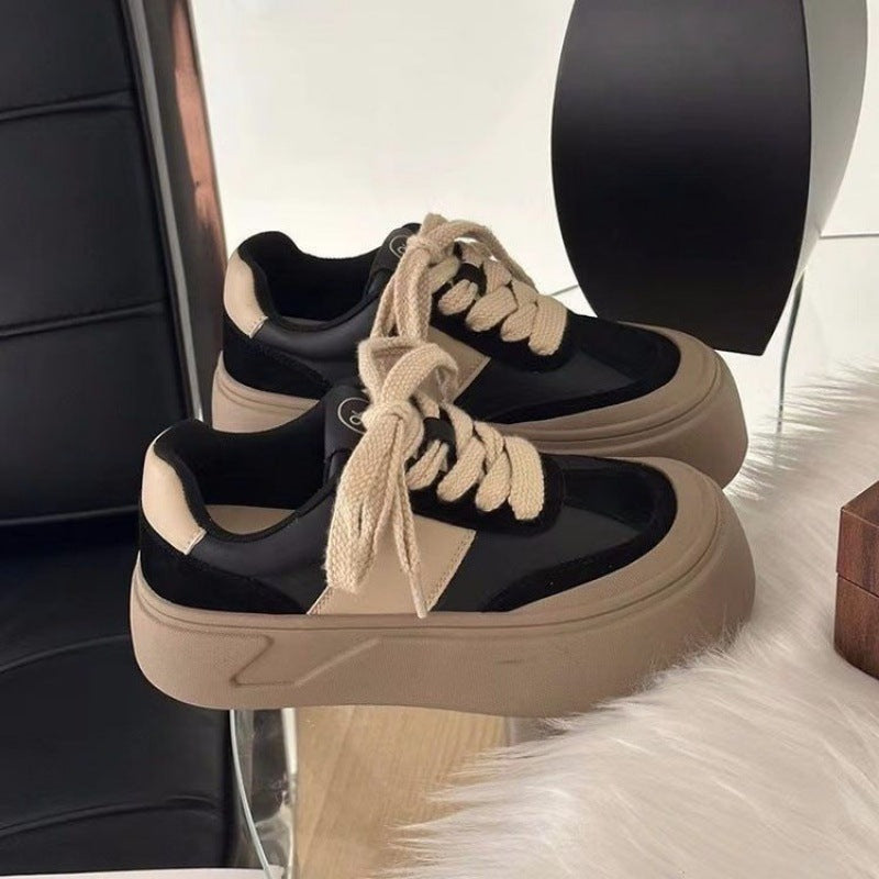 Women's Platform Sneakers with Casual Retro Design and Soft Upper Material Mune Fashion