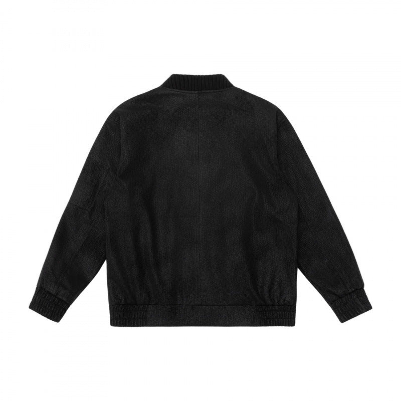 Men's Boxy Bomber Jacket with Textured Canvas Look, Ribbed Hem and Arm Pocket Mune Fashion