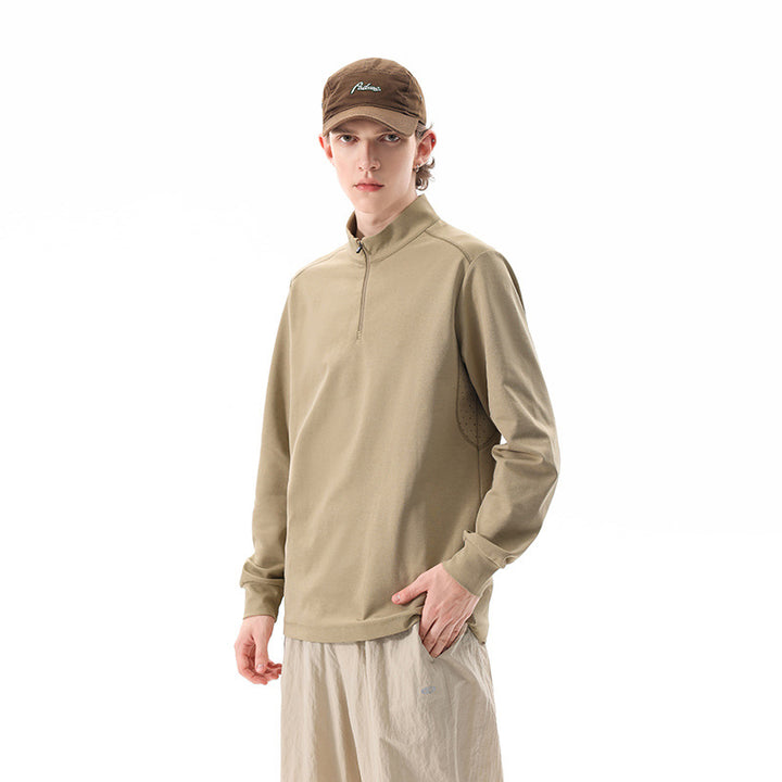 Men's Oversize Half-zip Sweatshirt with Stand-up Collar and Side Zipper Pockets Mune Fashion