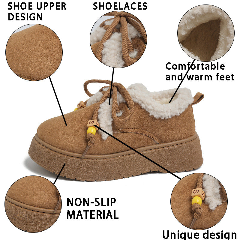 Women's Lined Lace-Up Sneakers with Faux Fur Lining and Platform Sole Mune Fashion