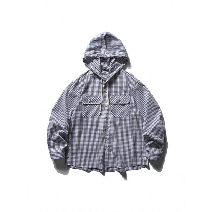 Unisex Loose-fitting hooded overshirt made of cotton blend with check pattern and breast pockets Mune Fashion