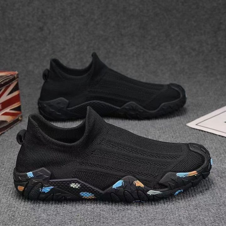 Men's Elastic Knit Slip-On Shoe with Non-Slip, Patterned Profile Sole Mune Fashion